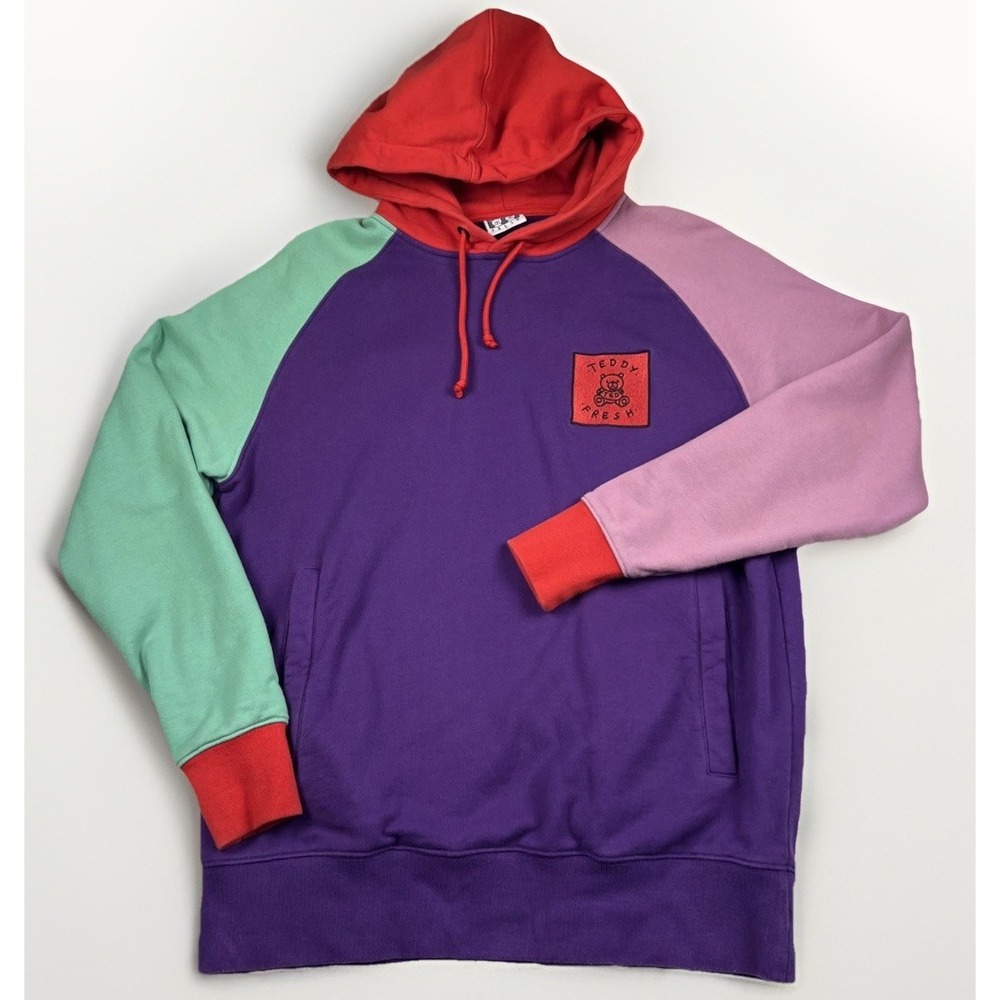 Teddy Fresh Colorblock Hoodie H3H3 Oversized Purple S 44" Chest Streetwear